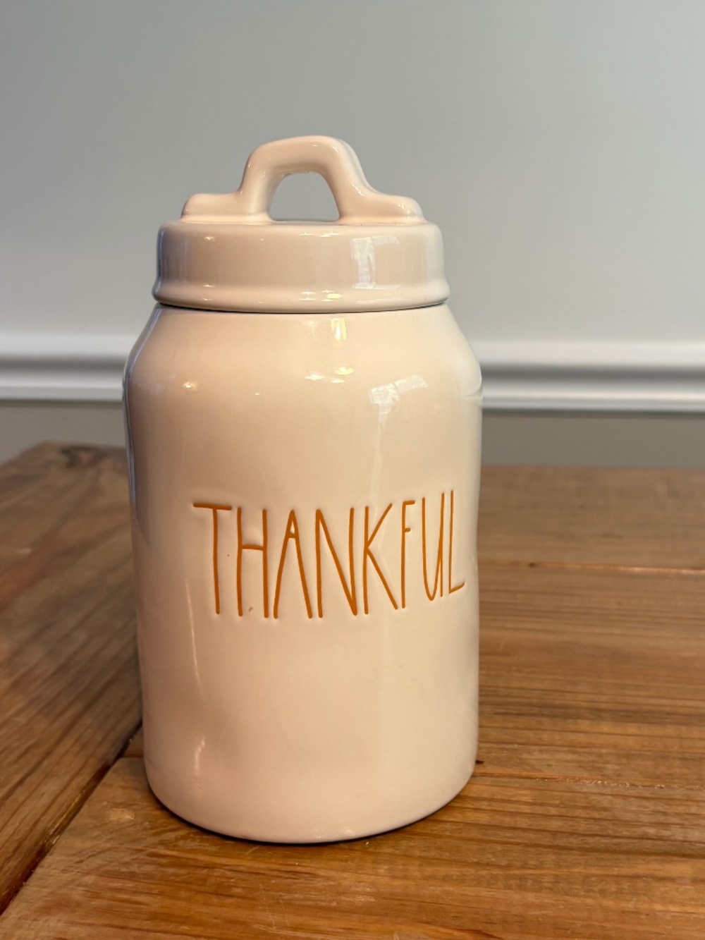 Rae Dunn Magenta Collection. Thankful canister
